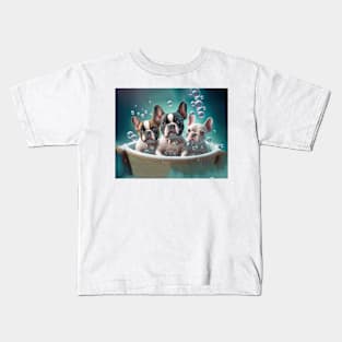 French Bulldog Puppies in Bubble Bath Kids T-Shirt